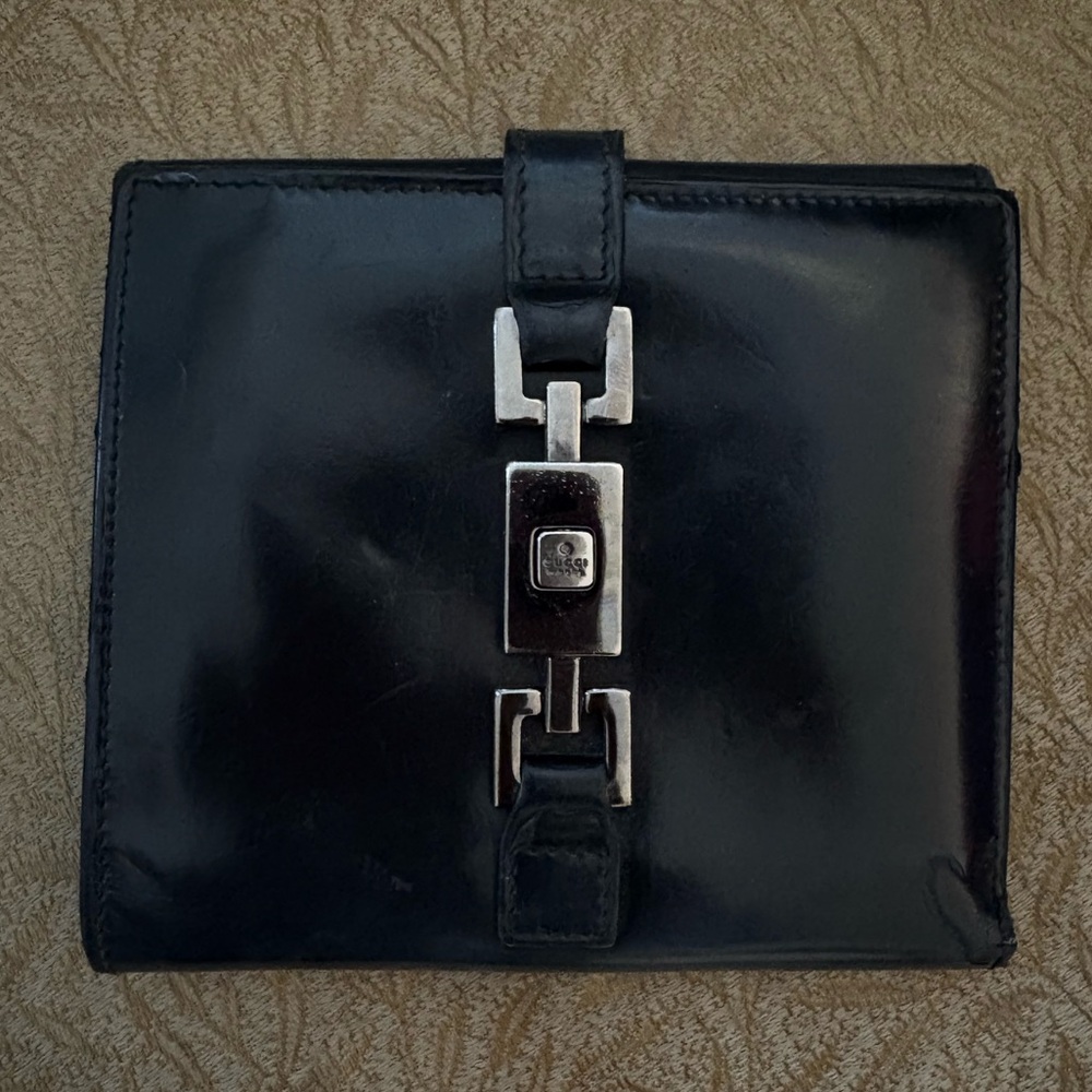Gucci Jackie Vintage Leather Wallet with Silver Hardware